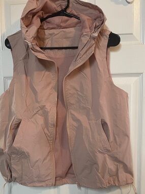 Sleeveless Hooded Windbreaker Vest - Dusty Rose